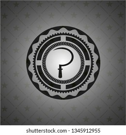 sickle icon inside retro style black emblem