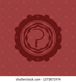 sickle icon inside retro style red emblem