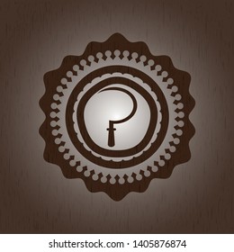 sickle icon inside retro style wood emblem