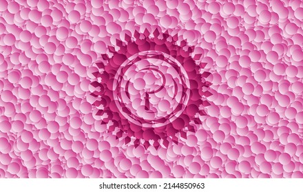 icono de hojalata dentro del emblema rosa estilo retro con fondo de burbujas. Ilustración vectorial. Detallado. 