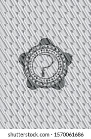 sickle icon inside silver badge. Scales pattern. Vector Illustration. Detailed.