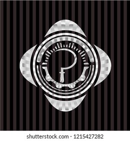 sickle icon inside silver shiny badge