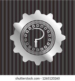 sickle icon inside silver shiny badge