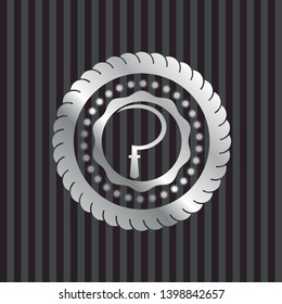 sickle icon inside silver shiny badge
