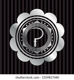 sickle icon inside silver shiny badge