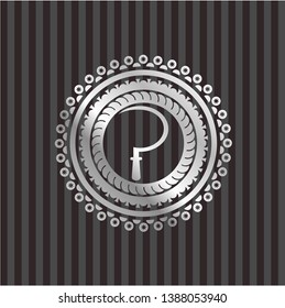 sickle icon inside silvery badge or emblem