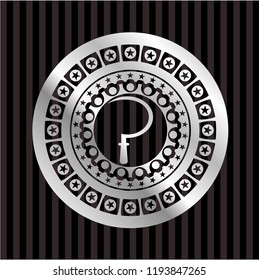 sickle icon inside silvery shiny badge