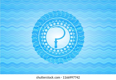 sickle icon inside water concept emblem.