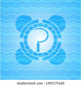 sickle icon inside water concept emblem background.