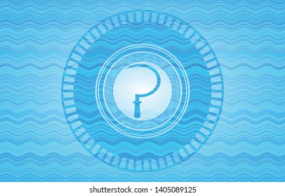 sickle icon inside water representation badge background.