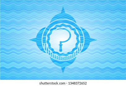 sickle icon inside water wave representation emblem background.