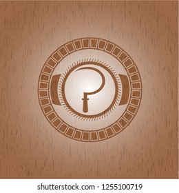 sickle icon inside wood emblem. Vintage.