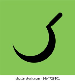 Sickle icon isolated on green background. 