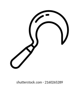 Sickle Icon. Line Art Style Design Isolated On White Background