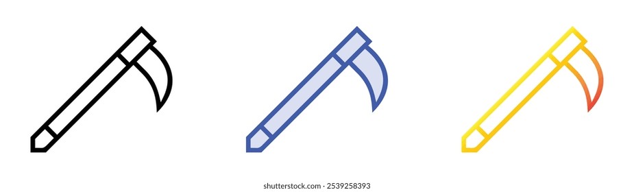 Sickle icon. Linear, Blue Fill and Gradient Style Design Isolated On White Background