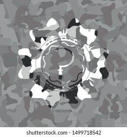 sickle icon on grey camo texture