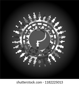 sickle icon on grey camouflage texture