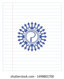 sickle icon pen effect. Blue ink. Vector Illustration. Detailed.