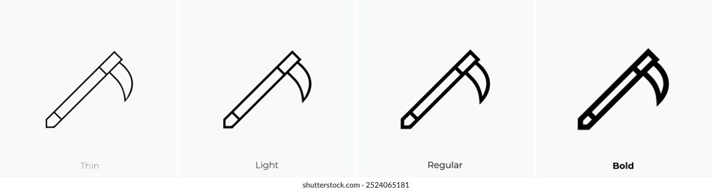 Sickle icon. Thin, Light Regular And Bold style design isolated on white background