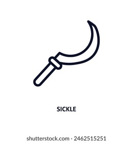 sickle icon. Thin line sickle icon from agriculture and farm collection. Outline vector isolated on white background. Editable sickle symbol can be used web and mobile