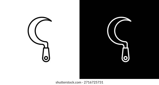 Vector blanco y negro de los iconos de la hoz, sistema del icono de la línea.