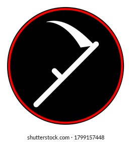 Sickle mowing in a black sphere,Vector illustration.