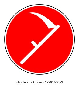 Sickle mowing in a red sphere,Vector illustration.