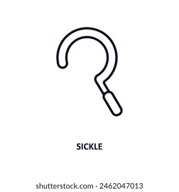 sickle outline icon. Thin line icon from agriculture farming and gardening collection. Editable vector isolated on white background