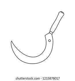 Sickle Outline Vector Symbol Icon Design. Illustration of  Realistic Sickle isolated on white background. 