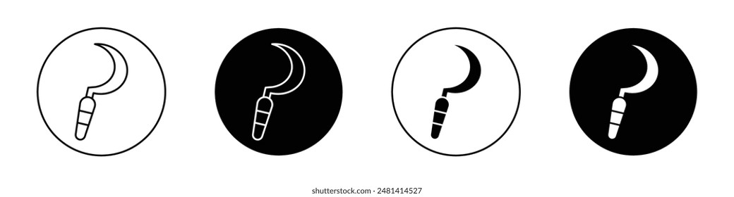 Sickle outlined icon vector collection.