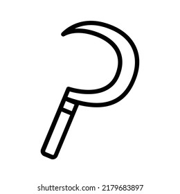 Sickle or reaping hook line art vector icon for apps and websites