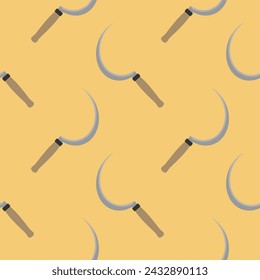 sickle seamless pattern vector illustration. Agriculture garden and farm cultivation equipment seamless pattern.