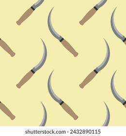 sickle seamless pattern vector illustration. Agriculture garden and farm cultivation equipment seamless pattern.