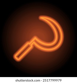 Sickle simple icon. Flat design. Orange neon on black background.ai