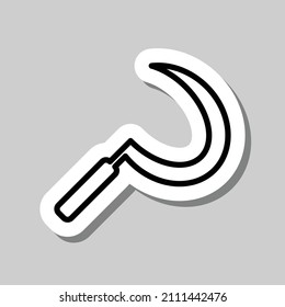 Sickle simple icon. Flat desing. Sticker with shadow on gray background.ai