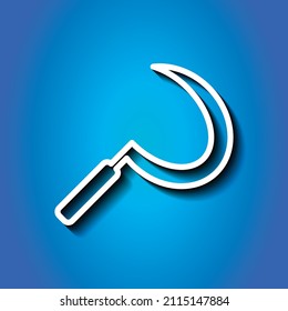 Icono simple de la mocosa. Diseño plano. Icono blanco con sombra sobre fondo azul.ai
