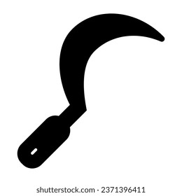 Sickle solid icon, farm garden concept, Reaping hook sign on white background, gardening sickle icon in glyph style for mobile concept and web design. Vector graphics