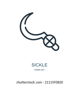sickle thin line icon. agriculture, farming linear icons from farm set concept isolated outline sign. Vector illustration symbol element for web design and apps.