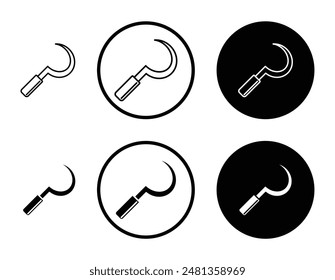 Sickle thin line vector icon set.