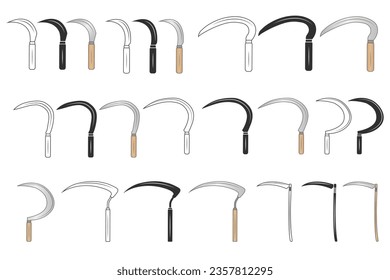 Sickle Vector Bundle, Sickle Clipart Bundle, Sickle Outline Bundle,  Sickle Silhouette Vector, Agriculture elements, Farming equipment, Farming tool, Agriculture tool