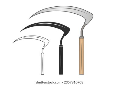 Sickle Vector, Sickle Clipart, Sickle Outline,  Sickle Silhouette Vector, Agriculture elements, Farming equipment, Farming tool, Agriculture tool