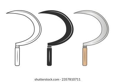 Sickle Vector, Sickle Clipart, Sickle Outline,  Sickle Silhouette Vector, Agriculture elements, Farming equipment, Farming tool, Agriculture tool