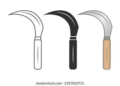 Sickle Vector, Sickle Clipart, Sickle Outline,  Sickle Silhouette Vector, Agriculture elements, Farming equipment, Farming tool, Agriculture tool