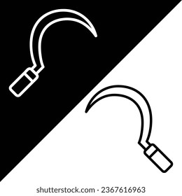 Sickle Vector Icon, Lineal style icon, from Agriculture icons collection, isolated on Black and white Background.