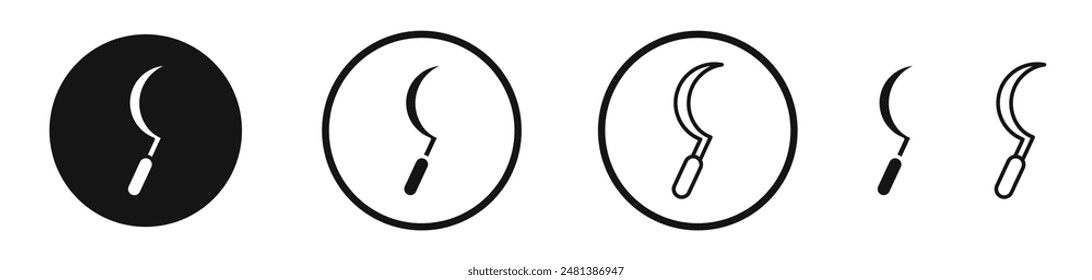 Sickle vector icon set in black and white color.