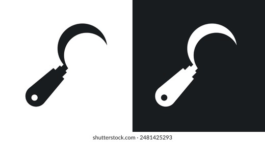 Sickle vector icon set in black color.