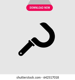 Sickle Vector Icon, Small reaping hook symbol. Simple, modern flat vector illustration for mobile app, website or desktop app 