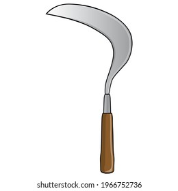 ilustración vectorial de la hoz,
aislado en fondo blanco.vista superior