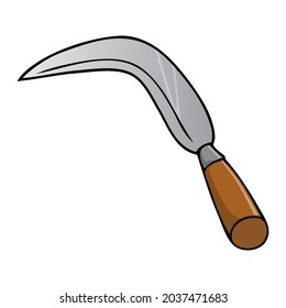 ilustración vectorial de la hoz, aislada en fondo blanco, vista superior
