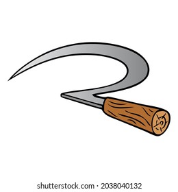 ilustración vectorial de la hoz, aislada en fondo blanco, vista superior